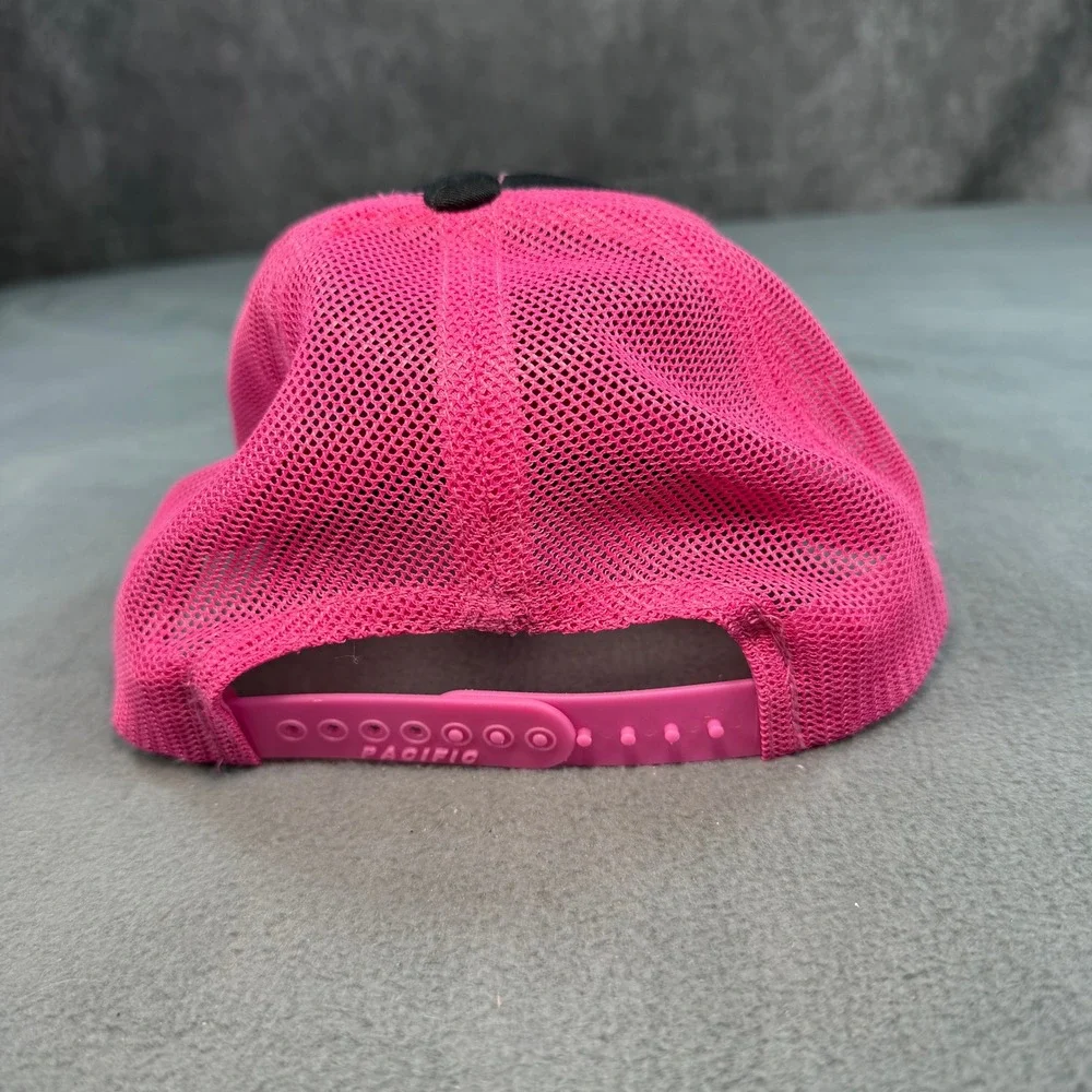 Pacific Headwear 104C Pro Model Trucker Hat Black Pink Snapback R Logo Cap OS